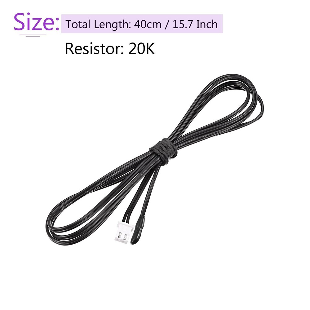 2 Pack 40cm 20K NTC Thermistor Probe, Extruder Filament Sensitive Sensor