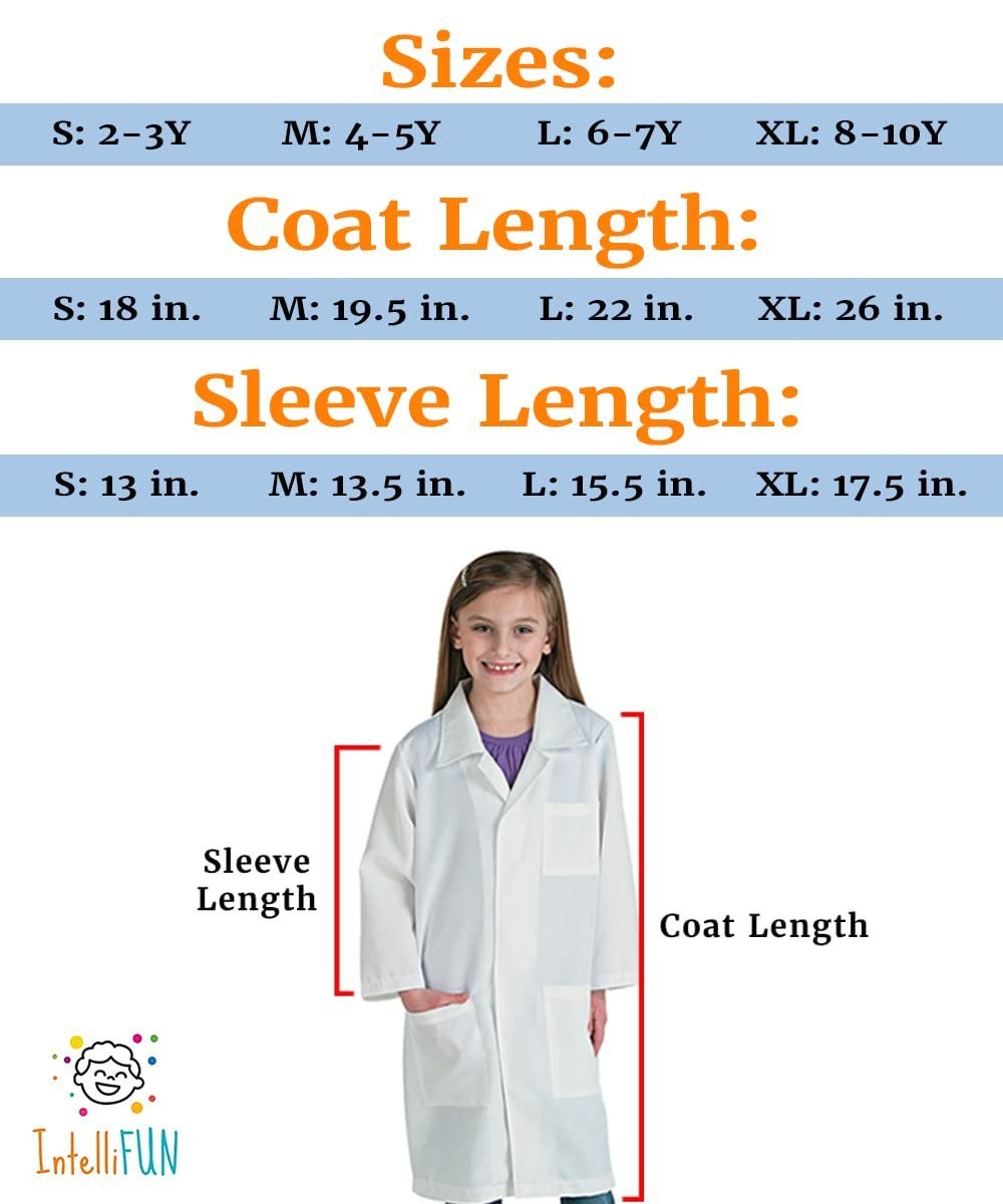 IntelliFun Kids Lab Coat Science Doctor Lab Dress-Up Fun Ages 2-10 (Large 6-7Y)