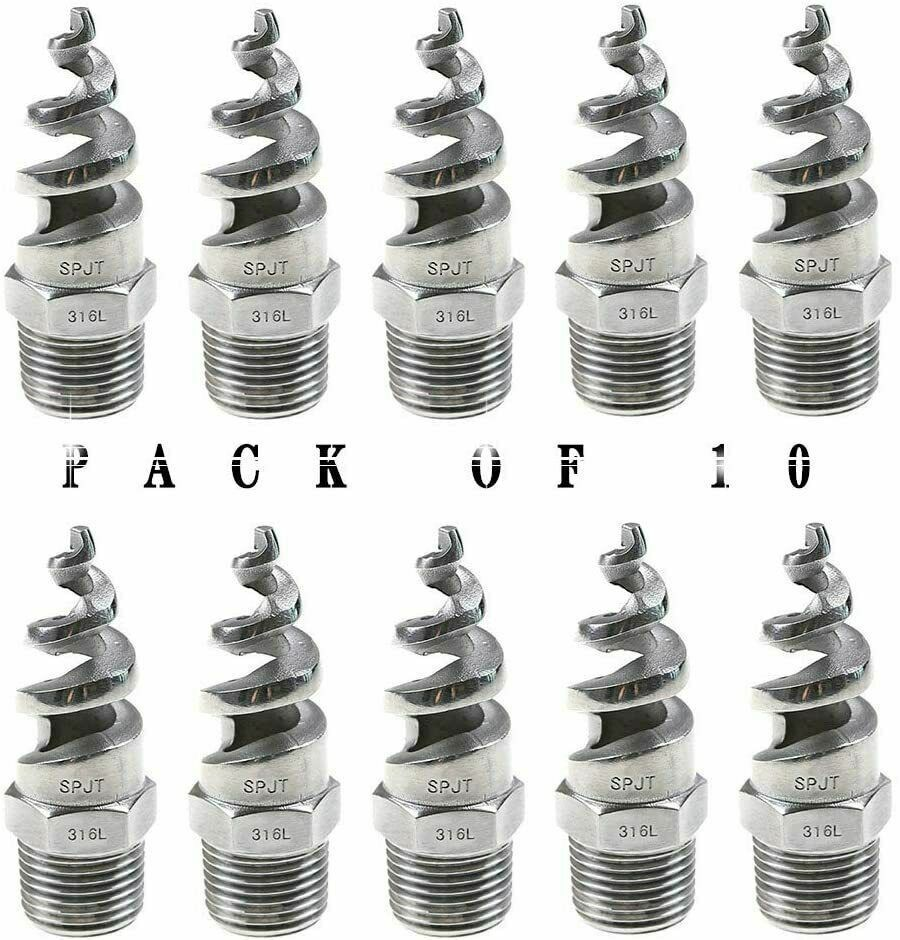 1/4"Male Spiral Cone Atomization Nozzle SS316 Dust Remove Atomized Sprayer 10Pcs