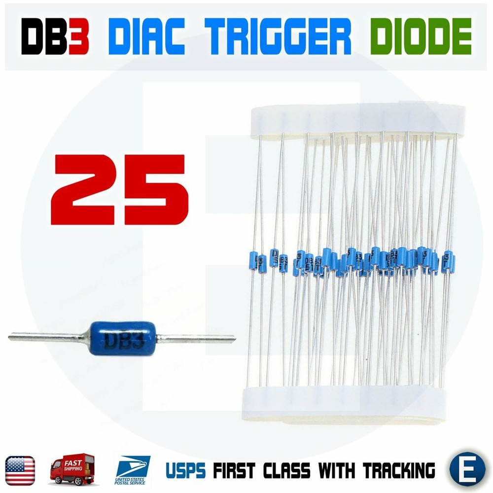 25pcs DB3 Diac Bilateral Trigger Diode Bidirectional Thyristor DB-3 DO-35 DO-204