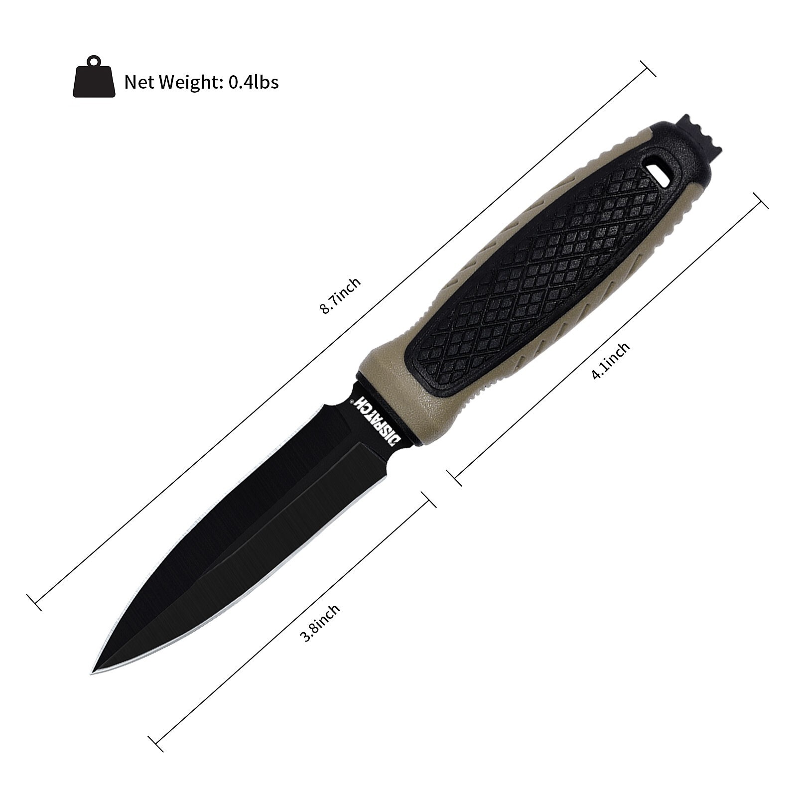 8.7" Double Edge Blade Dagger Fixed Blade Knives with Sheath Self-Defense Knife