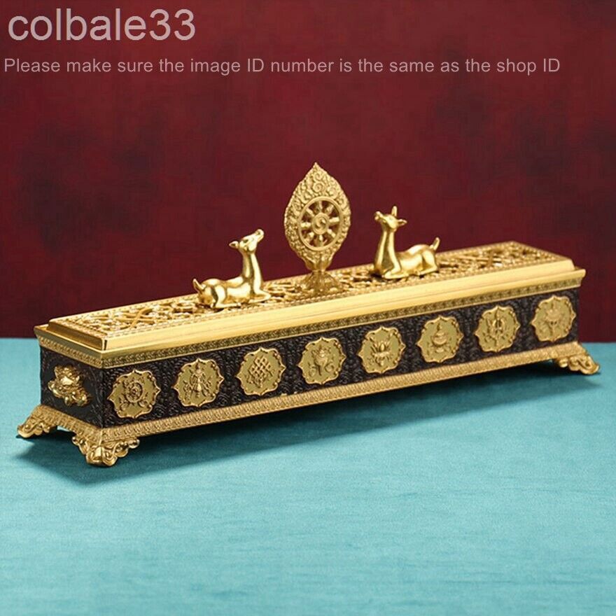 32cm Tibetan copper Eight auspicious things Lying incense burner