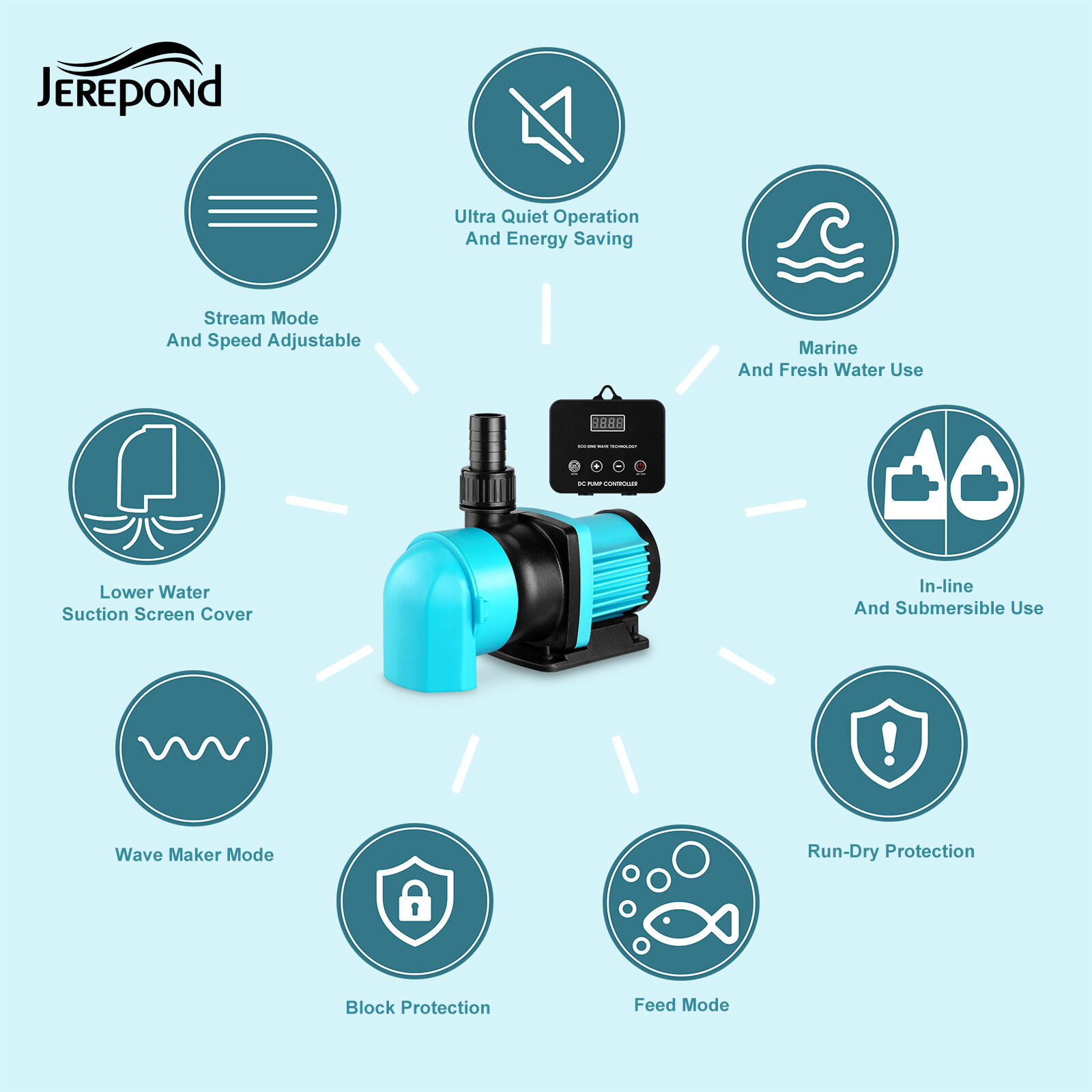 Aquarium 24V DC Water Pump with Controller , Submersible and Inline Return Pump
