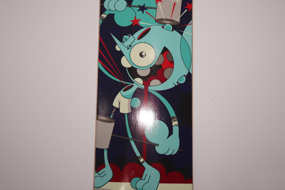 Dalek Space Monkey SIGNED Skateboard Deck Art - Navy Blue