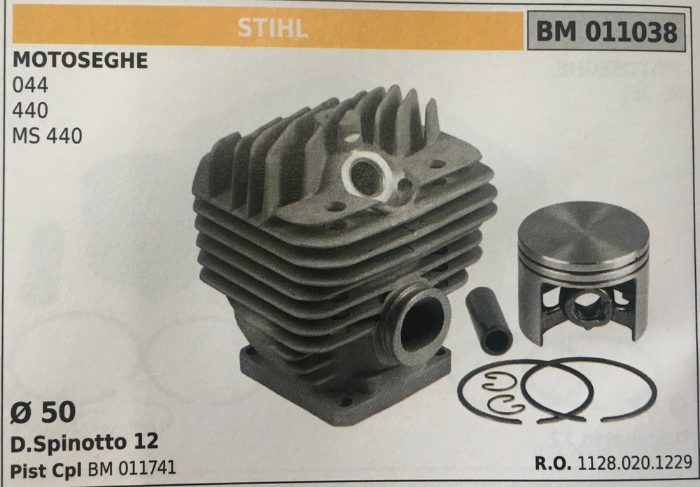 Complete Cylinder With Piston And Segments Brumar BM011038 STIHL