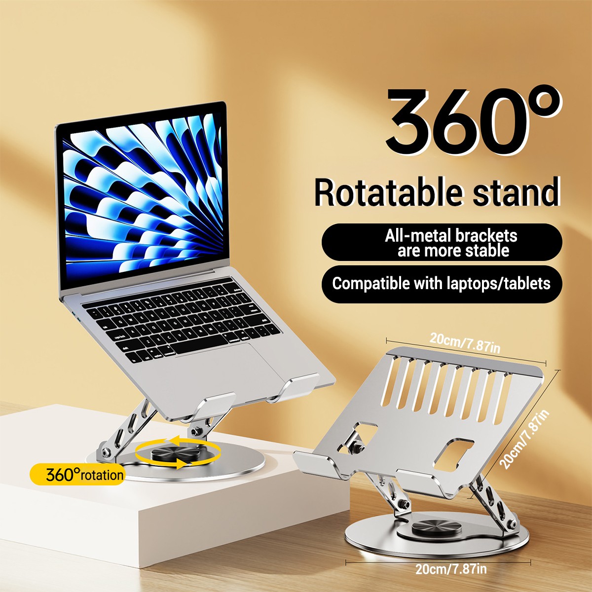 Adjustable Foldable Laptop Stand Aluminum Notebook Riser Computer Holder Desk