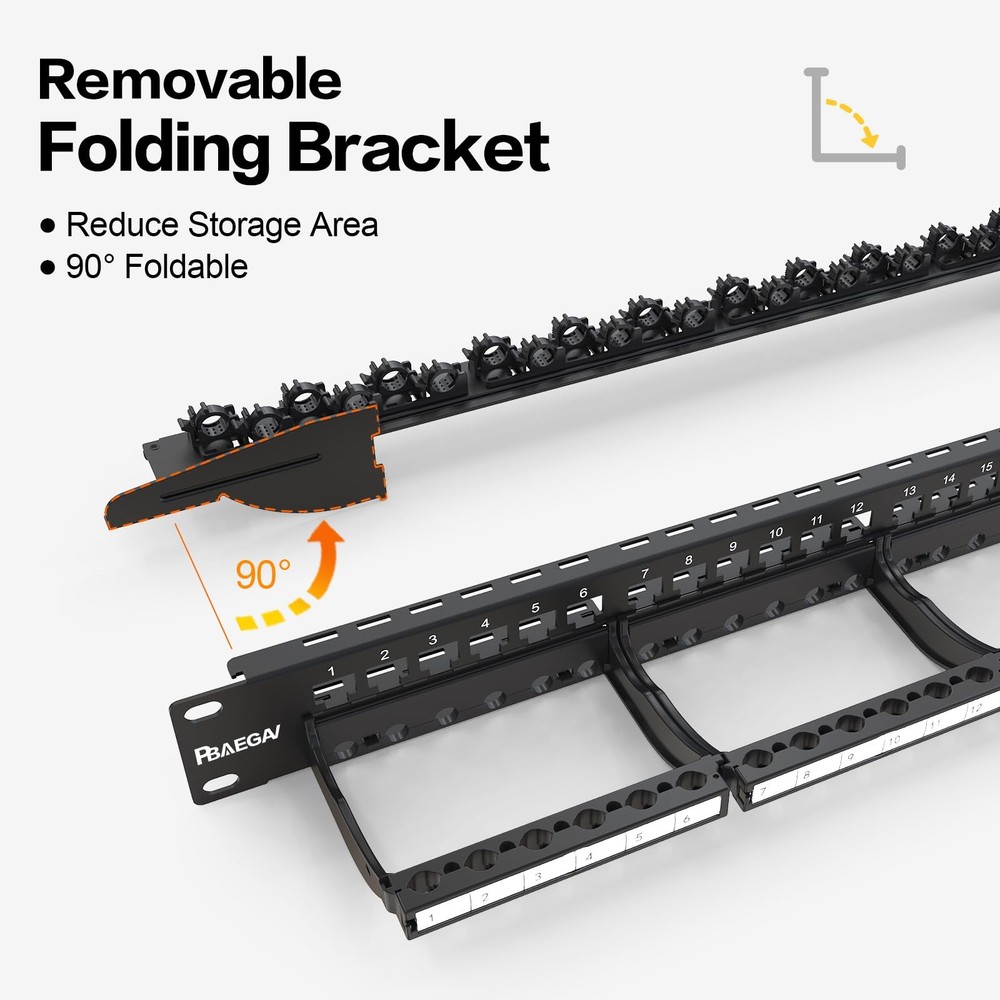 24-Port Blank Keystone Patch Panel, 19-inch Rack Mount, Cable Management Rack