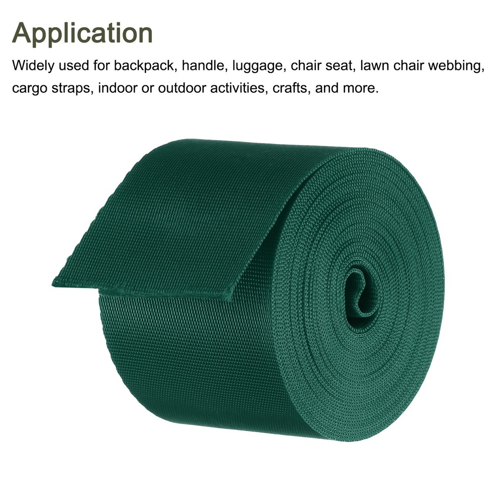Flat Nylon Webbing Strap 2 Inch 5 Yards Dark Green for Backpack