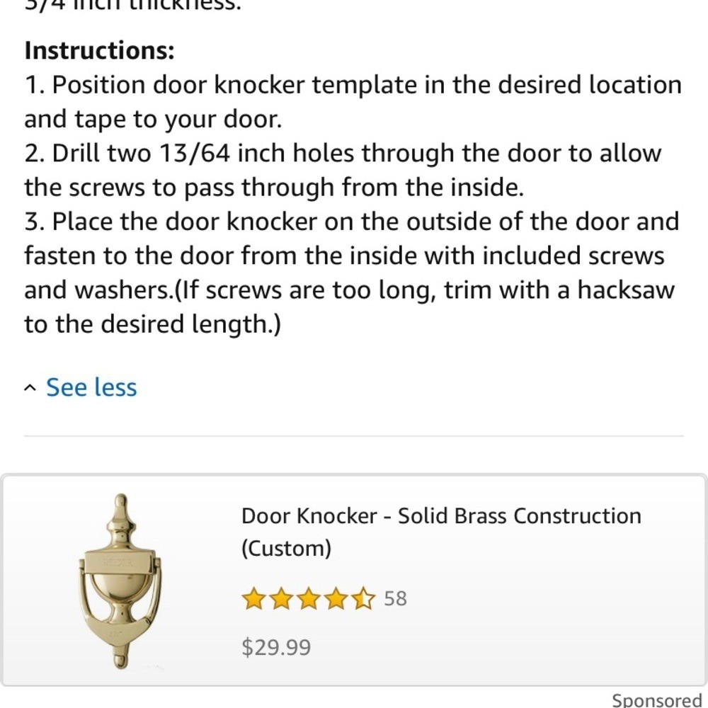 Everbilt Door Knocker NEW IN PACKAGE