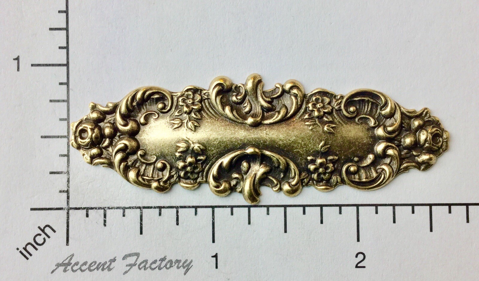 13273           Brass Oxidized Victorian Tag Ornament Jewelry Finding