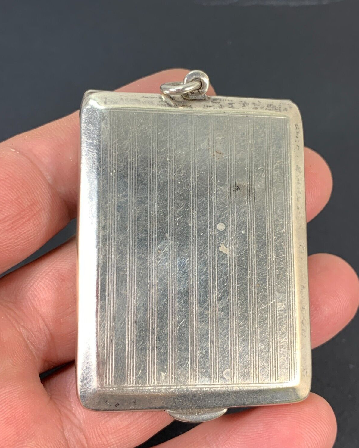 silver engine turned rectangular note/cigarette case, Birmingham 1925