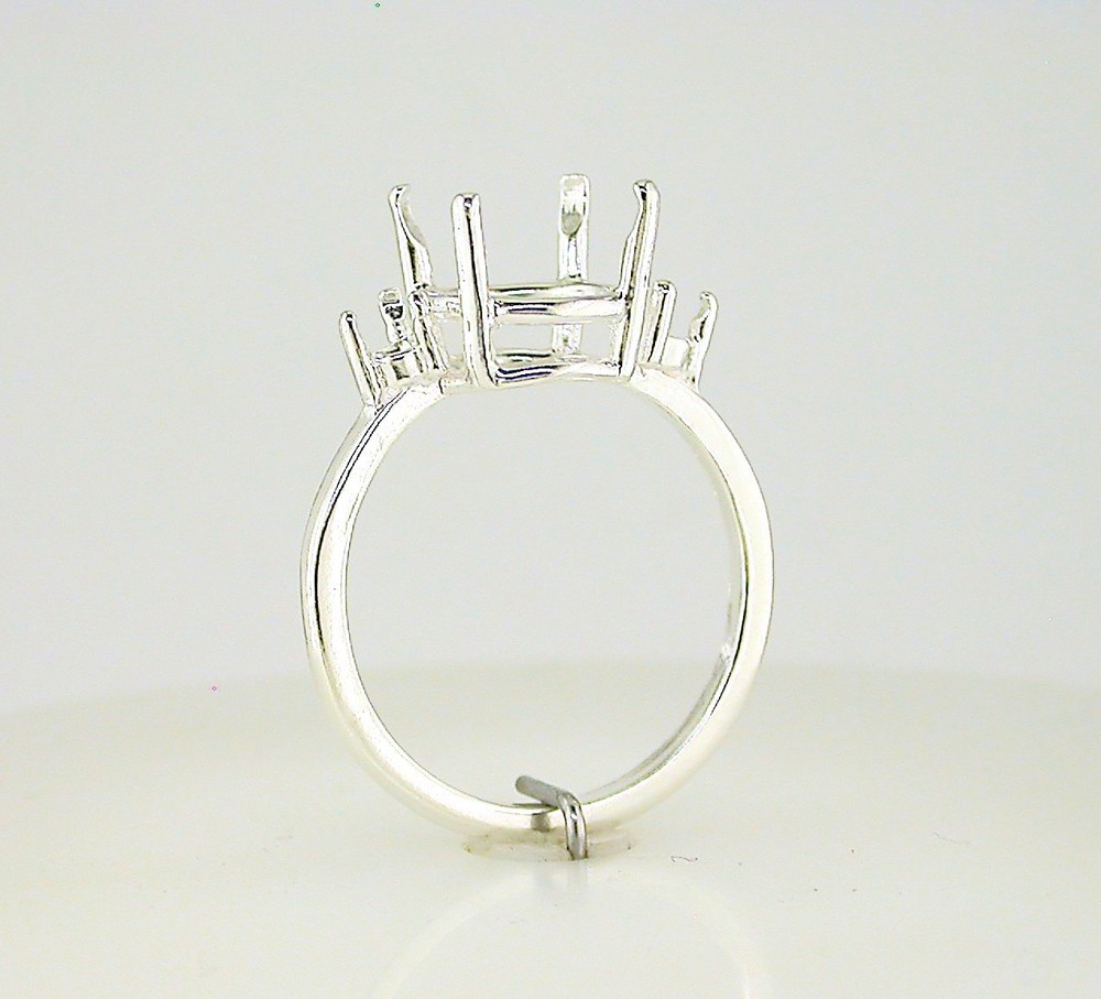 Round Side Accented Ring Setting Sterling Silver