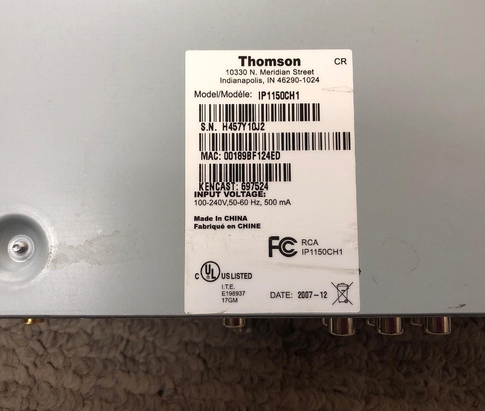 THOMSON IP1150CH1 CHANNEL 1 NETWORK