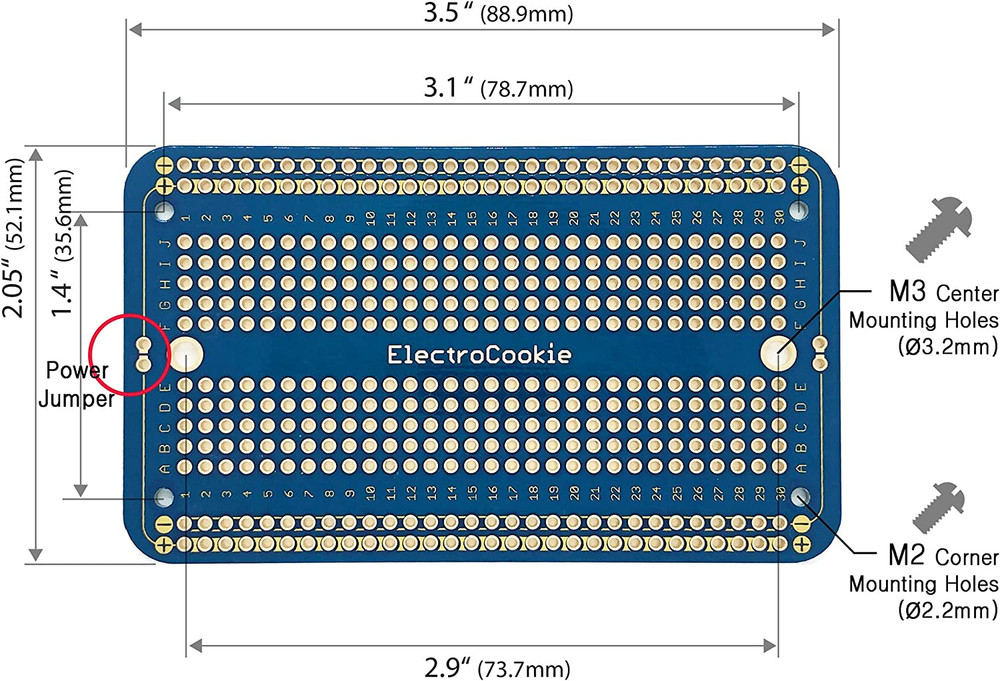 Electrocookie Solderable Breadboard PCB Board for Electronics Projects Compatibl