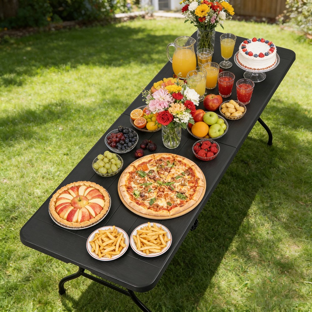 6ft Portable Folding Table Easy Setup Foldable Table for Patio Camping Garage