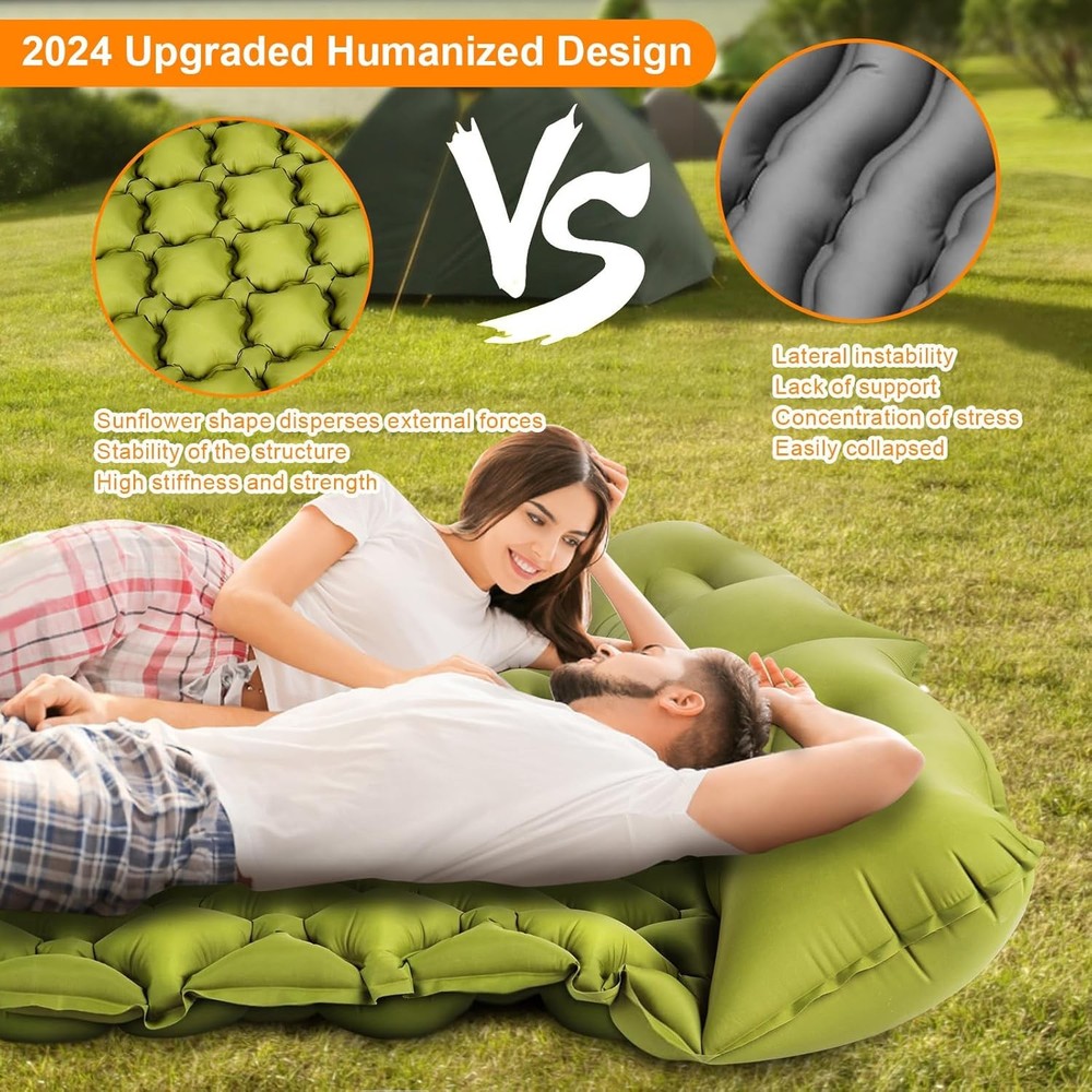 Double Sleeping Pad Ultralight 4" Extra-Thick Self Inflating Sleeping Mat 2