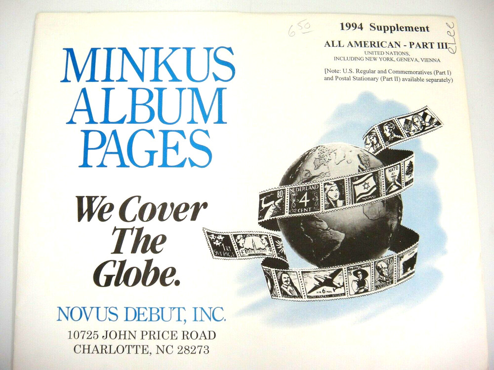 Minkus 1994 All American Stamp Album Supplement Part 3 United Nations NOS