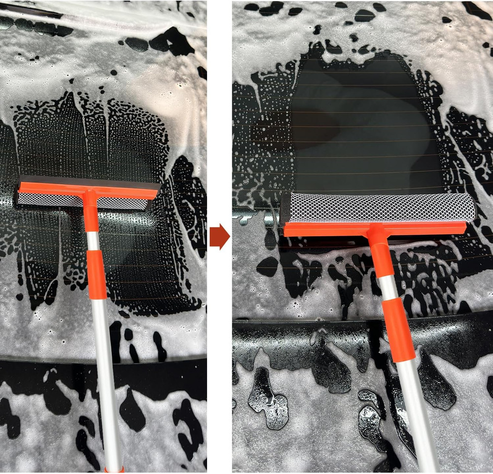 Window Squeegee for Window Cleaning with Retractable Pole, Squeegee Window Clean