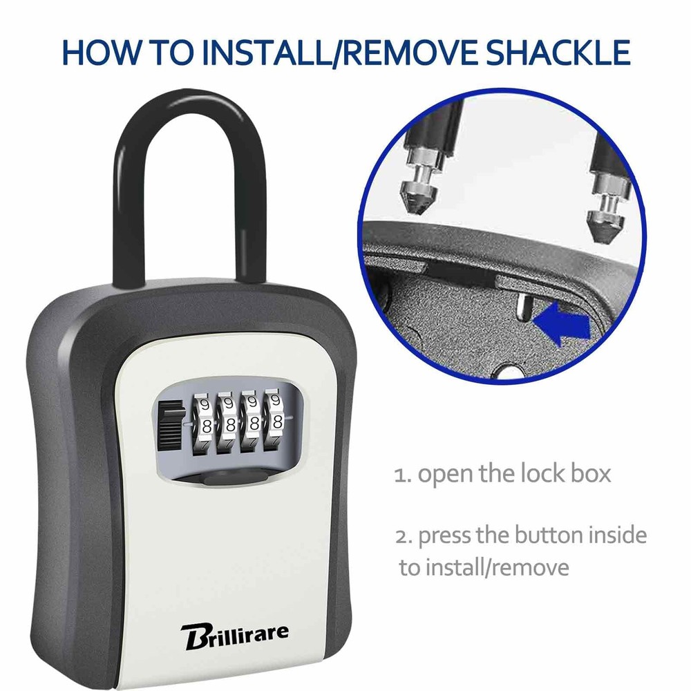 2 Pack Key Lock Box, Waterproof 4 Digits Combination Lockbox with Removable S...