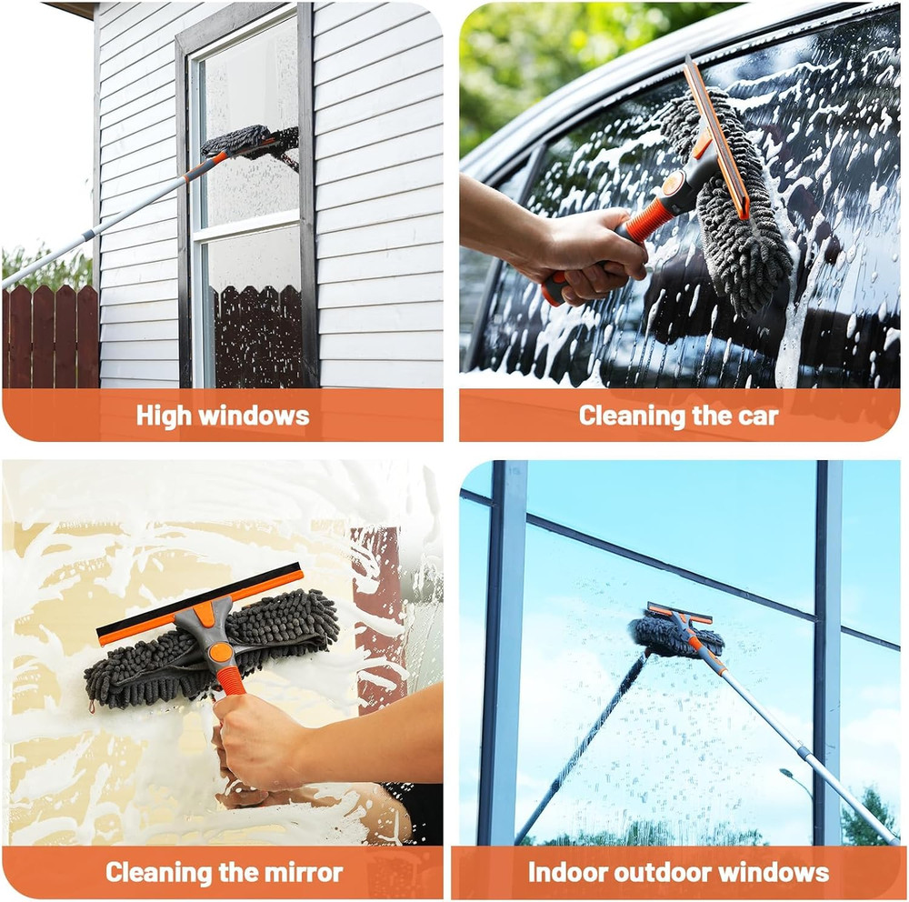 2-In-1 Window Cleaner Tool, 64'' Window Squeegee for Home, Window Cleaning Squee