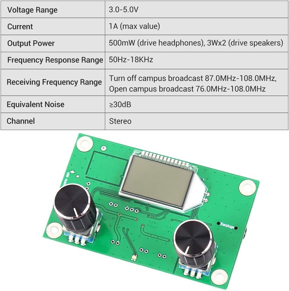 76-108MHZ Digital FM Wireless Receiver Radio Module Stereo LCD Display DSP PLL