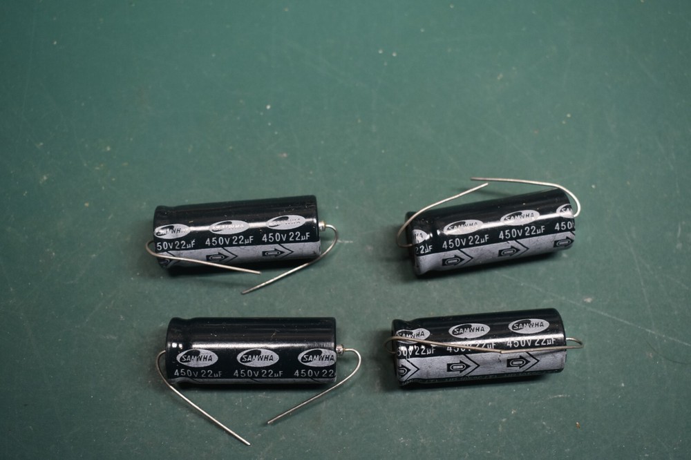 Samwha 22 uF 450 Vdc Amplifier Electrolytic Filter Capacitors Tested Four
