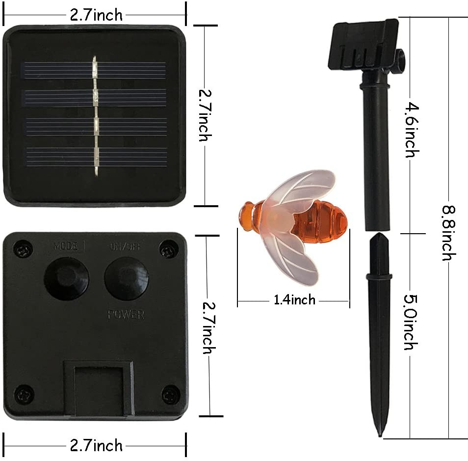 Solar String Lights 20LED Outdoor Waterproof Simulation Honey Bees Decor for Gar