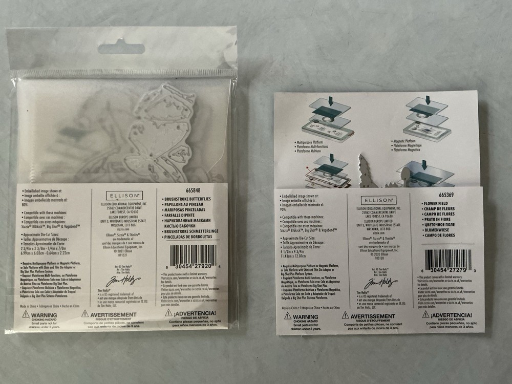Sizzix Tim Holtz Thinlits Dies Flowers & Butterflies #665848 & #665369 New