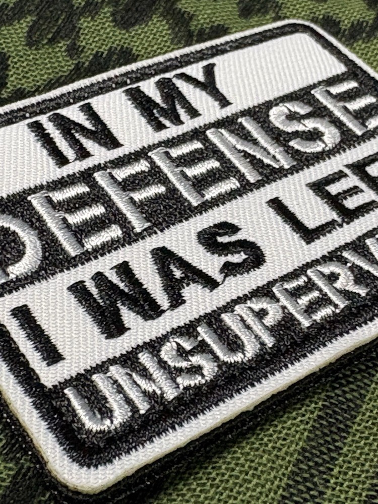 In My Defense… Morale Patch ~3x2” Hook & loop Tactical Gear Patch