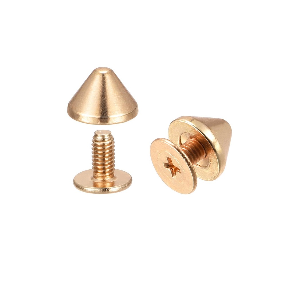 9x6mm Screw Back Rivets, 50 Sets Solid Leather Studs for DIY Gold Tone