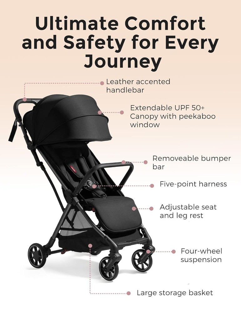 Compact Clickgo Lightweight Stroller with One-Click Fold & UPF50+ Canopy