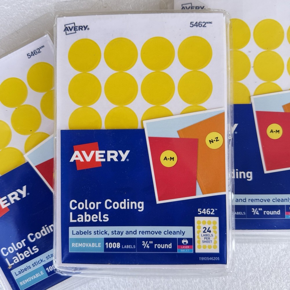 3-Pack! Avery Dennison Ave-05462 Round Color Coding Label - 0.75" Diameter