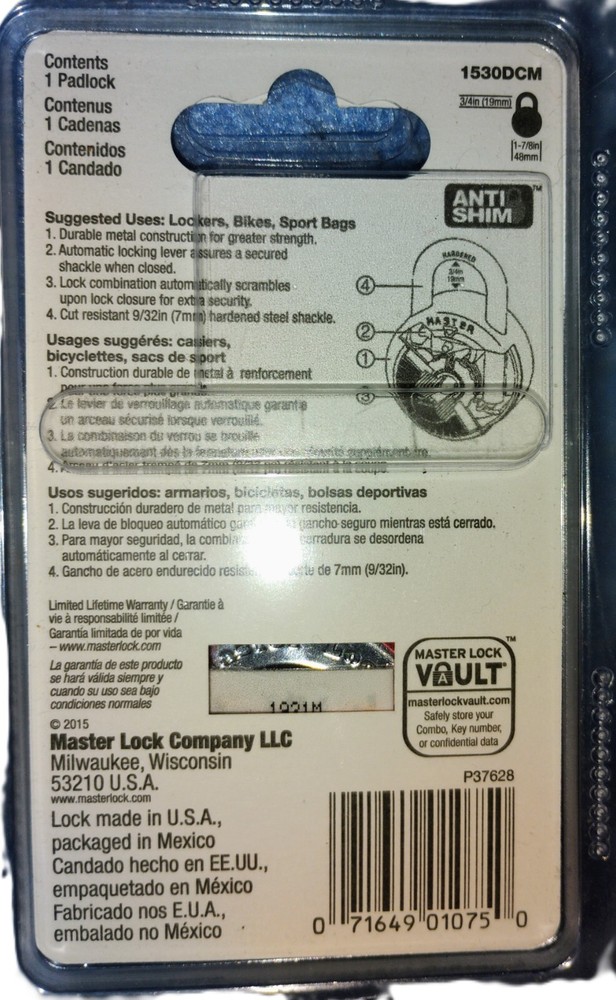 Master lock Speed Dial - 1500DCM Directional Movement - Red/Silver Anti-Shim