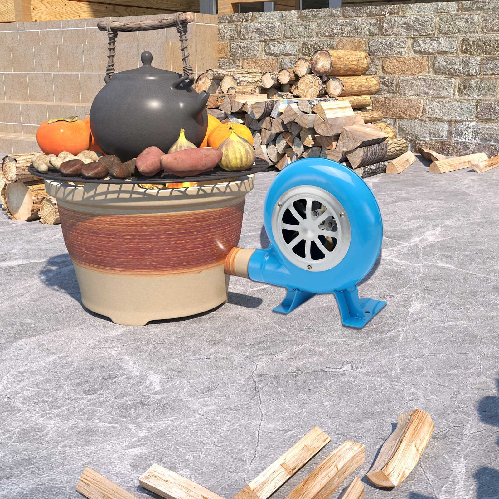 80W Combustion Blower Home Stove Fire Electric Fan Adjustable Speed 110V for BBQ