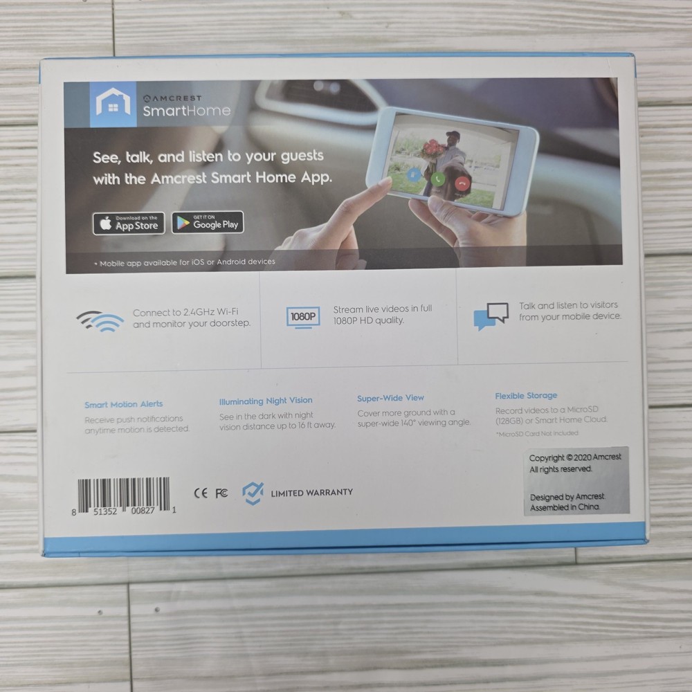 Smart WiFi Video Doorbell Wireless Door Bell Intercom Security Camera UNTESTED