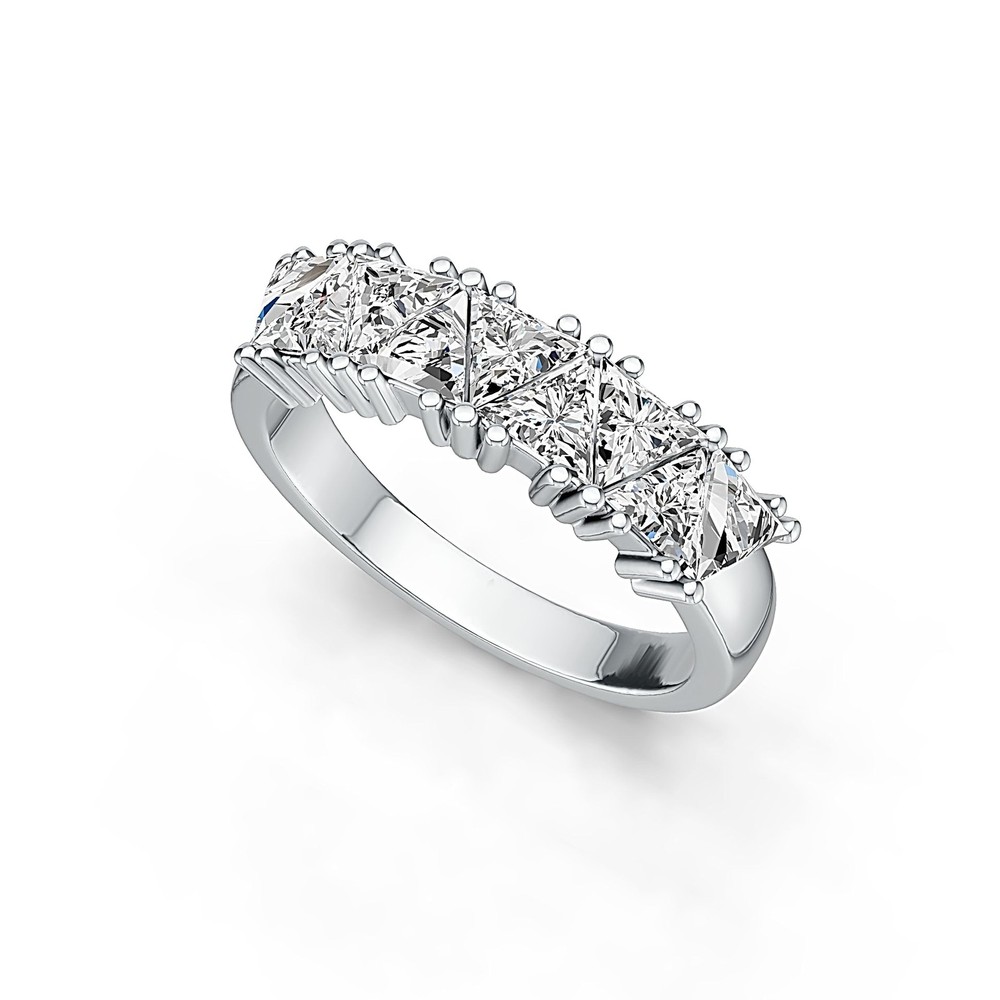Sterling Silver Semi Mount Ring Setting Trillion TR 4X4mm 9-Stone Ring