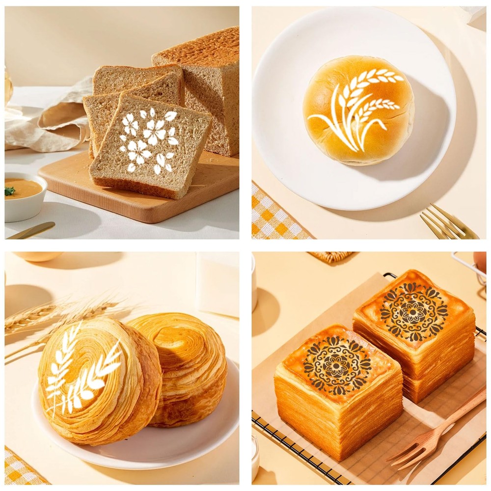 24 Pcs Stencil for Bread Artisan Bread Stencils Baking Stencil Set Cook Stenc...