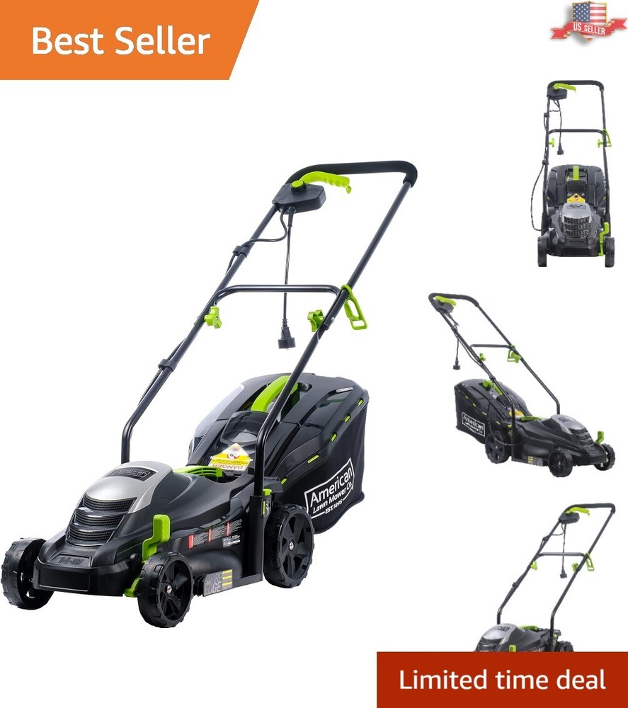 Low-Maintenance Corded Lawn Mower with Adjustable Handle - Clean & Quiet Mowing