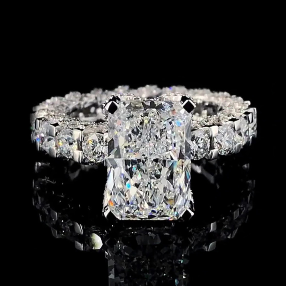 6.20 Ct Radiant Cut Diamond Wedding Ring in 14k White Gold IGI Lab Grown
