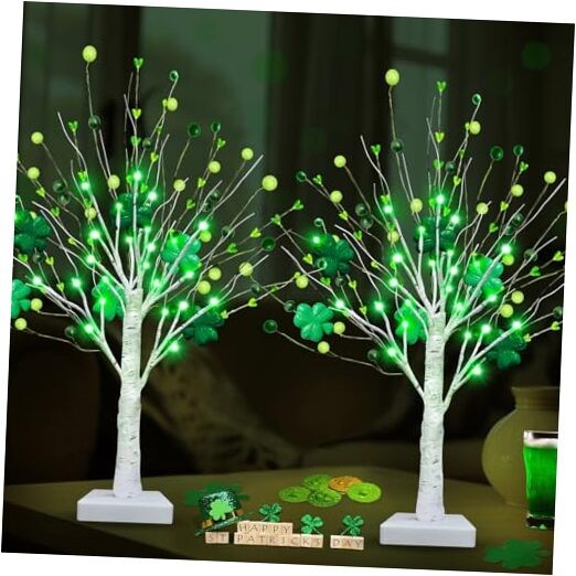 Prelit & Timer - St. Patrick's Day Decorations, 2 Pack 18 Inch St Patricks Day