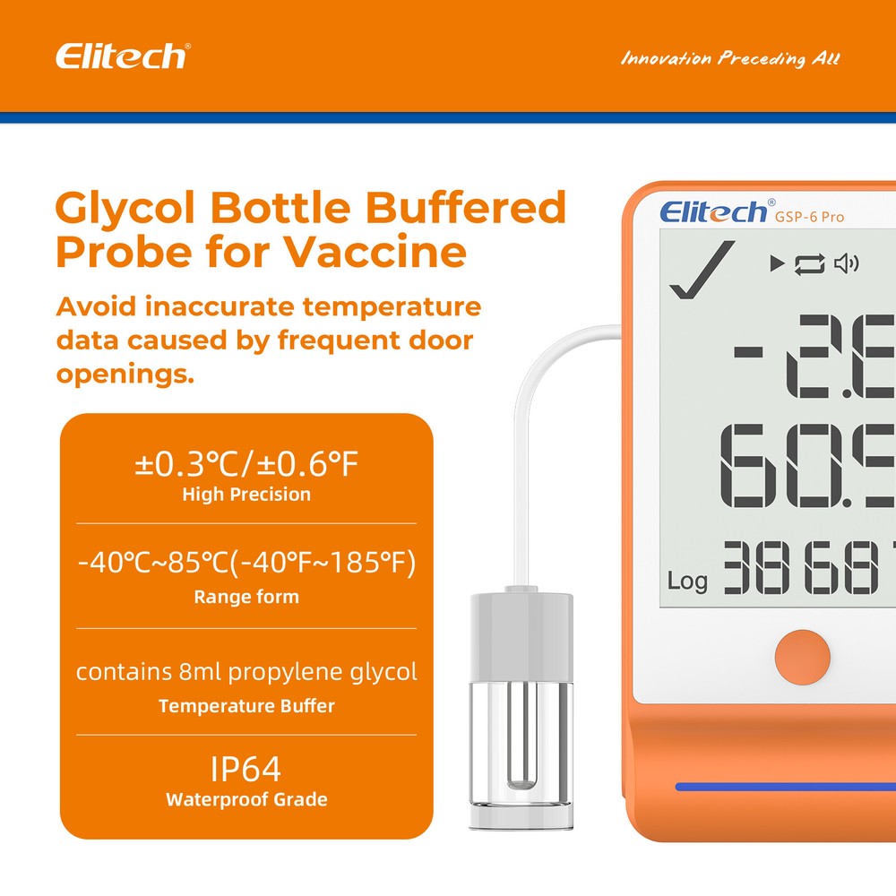 Elitech Bluetooth Temperature Data Logger Vaccine Recorder GSP-6Pro-Gle