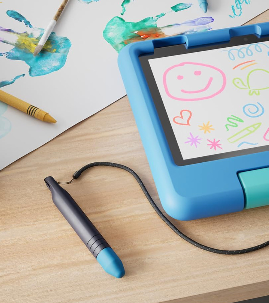 Amazon Kid Toddler Friendly Tablet Stylus with Tether, 2 pack, Blue, No Roll