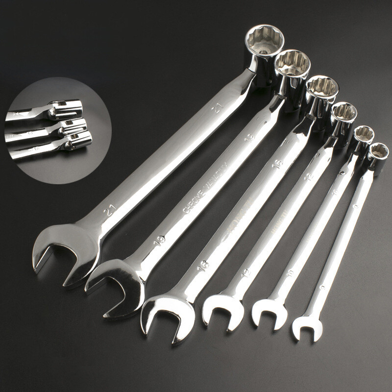 12-Point Flex Head Socket Wrench Metric Open End Spanner Hand Repair Tool