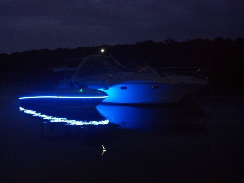 BLUE border lights - - around the pontoon or deck railing LED lights - BLUE