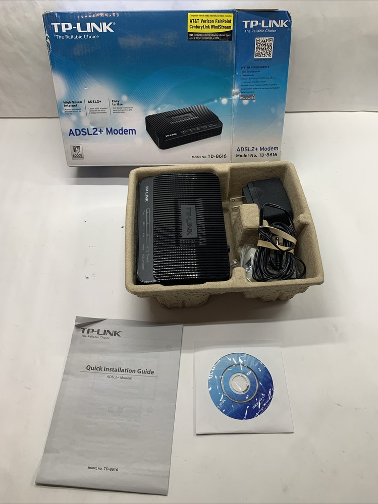 Used  TP-Link ADSL2+ Modem 24Mbps Downstream Bandwidth TD-8616