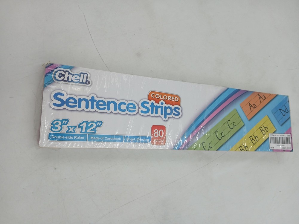 Chell Sentence Strips Multicolor 80 Pack 3x12 Double Sided Ruled Classroom
