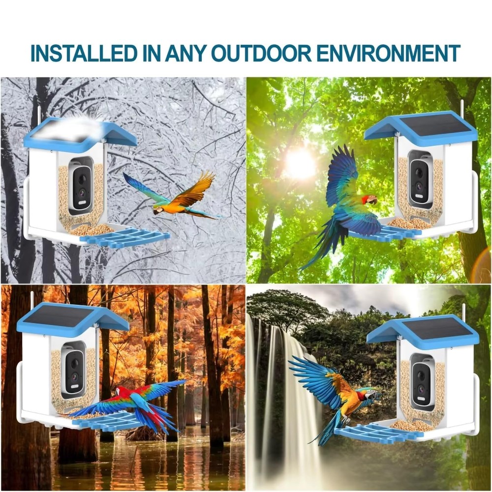 Brookstone Smart Bird Feeder Camera Solar WiFi AI Identification