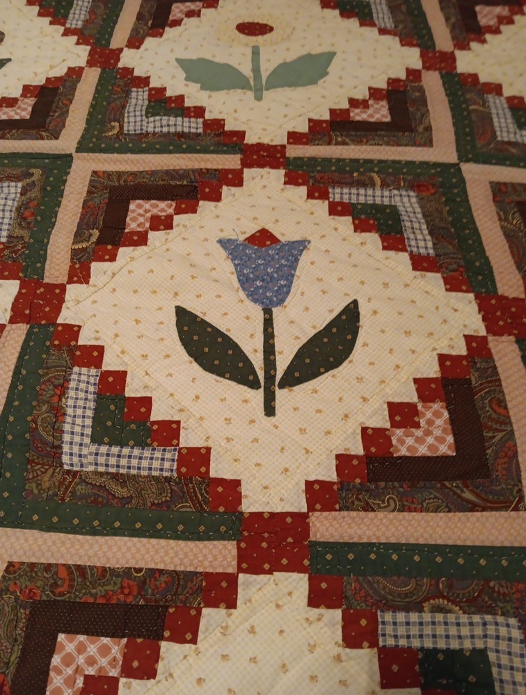 Vintage Patchwork Quilt 80" X 65" READ