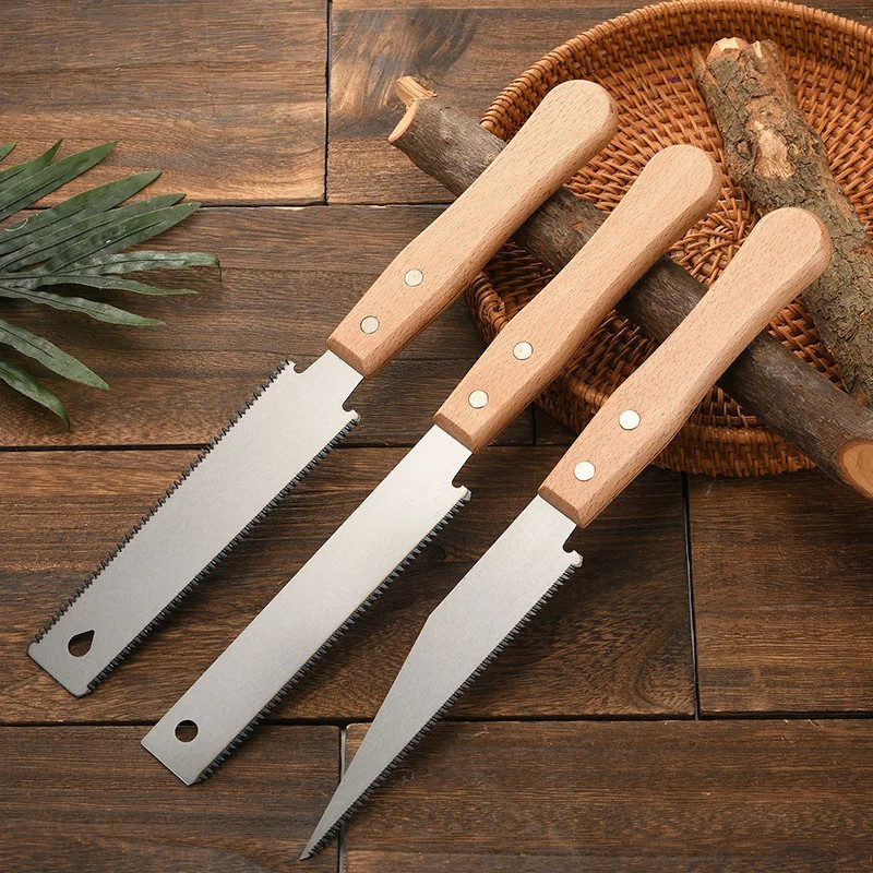 Pull Cut Handsaw Style Non-slip Wooden Handle Flush Flexible Woodworking Cutting