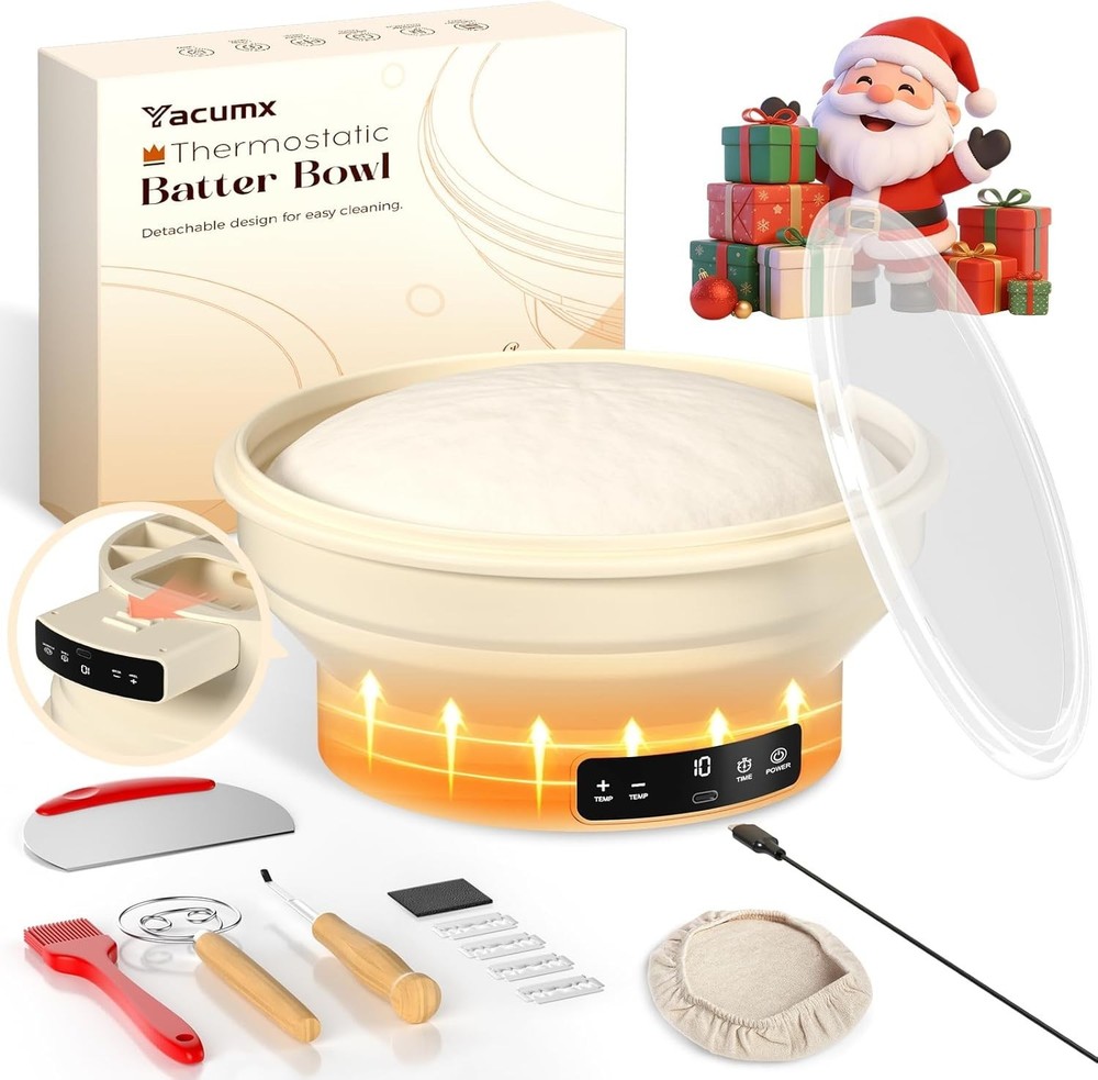 Electric Sourdough Starter Kit – 6-Temp Control & Timer, Foldable Dough Warmer